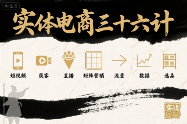实体电商三十六计，短视频-获客-直播-矩阵营销-流量-数据-选品-独家科技资源网