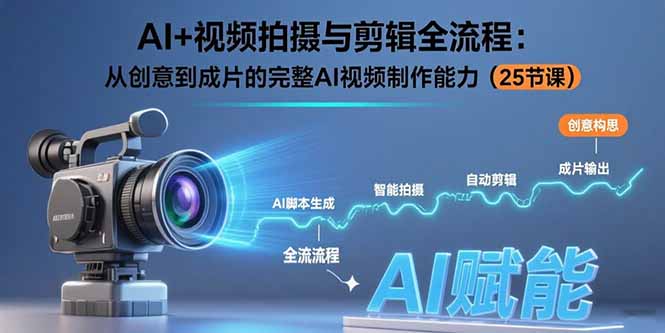 AI+视频拍摄与剪辑全流程：从创意到成片的完整AI视频制作能力(25节课-独家科技资源网
