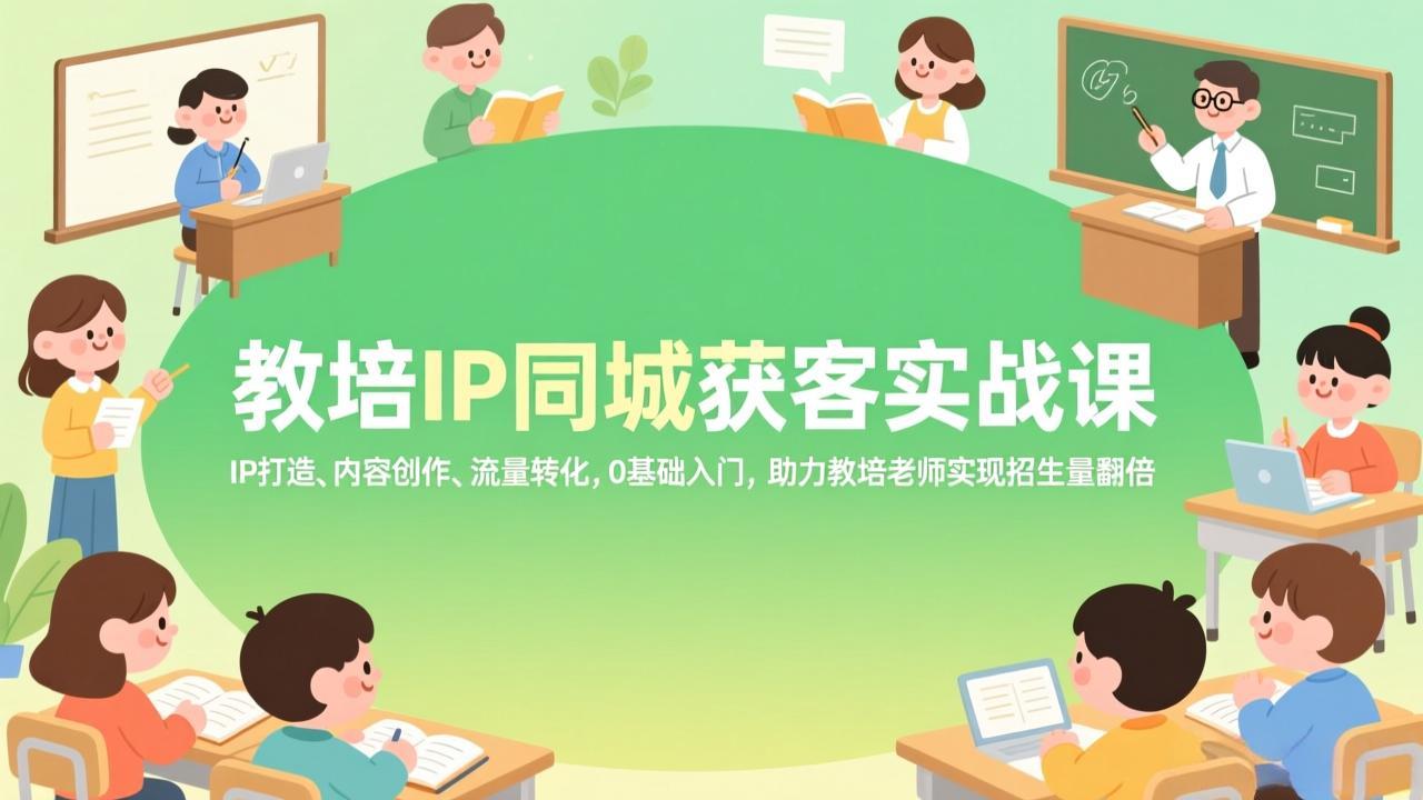 教培IP同城获客实战课，IP打造、内容创作、流量转化，0基础入门，助力教培老师实现招生量翻倍-独家科技资源网