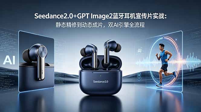 Seedance2.0+GPT Image2蓝牙耳机宣传片实战：静态精修到动态成片，双AI引擎全流程-独家科技资源网