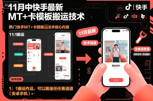 11月中快手最新MT+卡模板搬运技术,1:1搬运作品,可以搬运任何赛道(安卓手机)-独家科技资源网