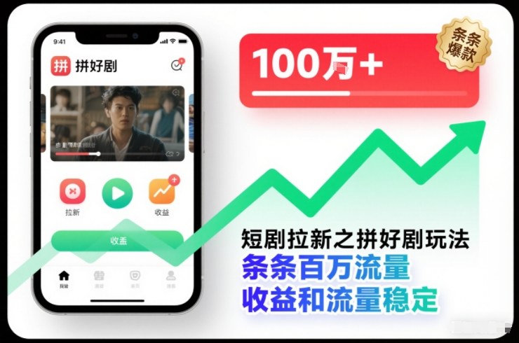 短剧拉新之拼好剧玩法,条条百万流量,收益和流量稳定-独家科技资源网