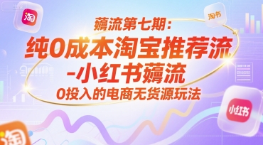 薅流第七期：纯0成本淘宝推荐流-小红书薅流最新版目，0投入的电商无货源玩法(附赠往期)-独家科技资源网