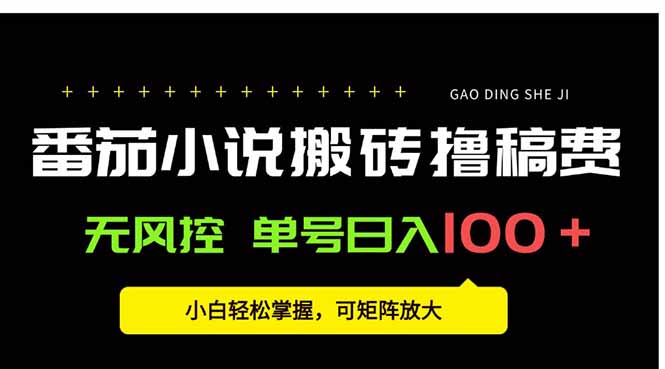 番茄小说创作人搬砖赚稿费，无风控单号日入100＋，小白轻松掌握，可矩...-独家科技资源网