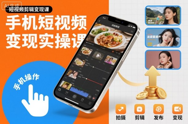 手机短视频变现实操课,短视频剪辑变现课-独家科技资源网