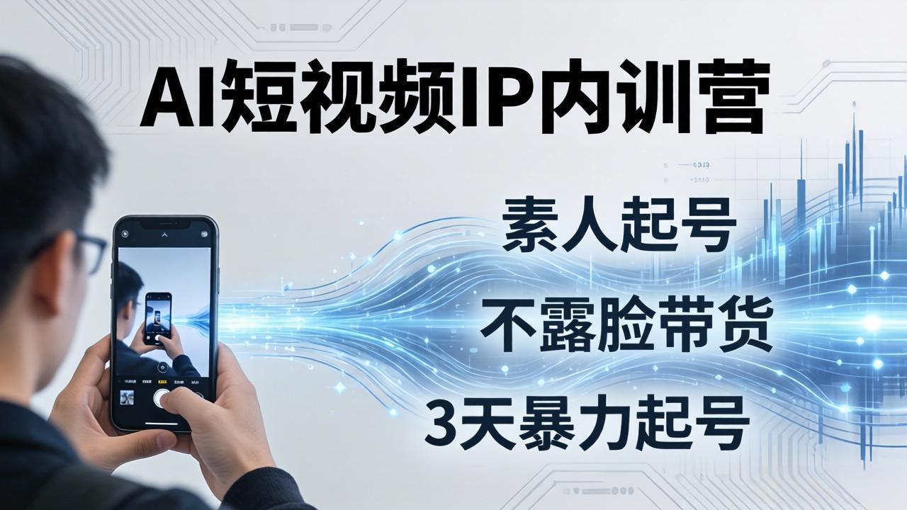 2026AI短视频IP内训营：从素人起号到不露脸带货，3天暴力起号全流程拆解-独家科技资源网