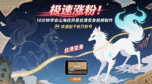 极速涨粉！10分钟学会山海经异兽丝滑变身视频制作，快速起千粉万粉号-独家科技资源网