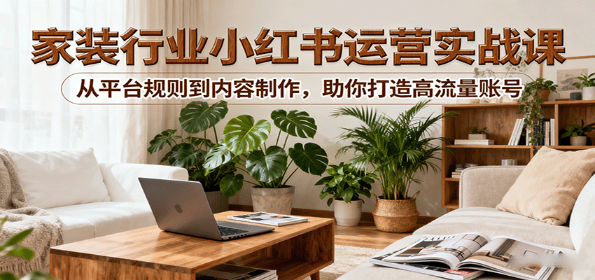 小红书家装行业运营实战课：从平台规则到内容制作，助你打造高流量账号-独家科技资源网