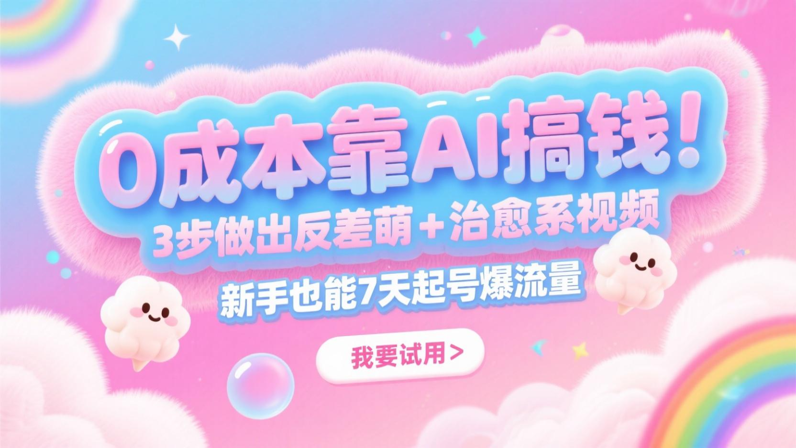 0成本靠AI搞钱！3步做出反差萌+治愈系视频，新手也能7天起号爆流量，月入5位数-独家科技资源网