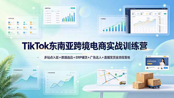 TikTok东南亚跨境电商实战训练营：多站点入驻+数据选品+ERP铺货+广告达人+直播发货全流程落地-独家科技资源网