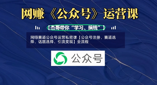 网创赛道公众号运营私密课【公众号注册、赛道选择、话题选择、引流变现】全流程-独家科技资源网