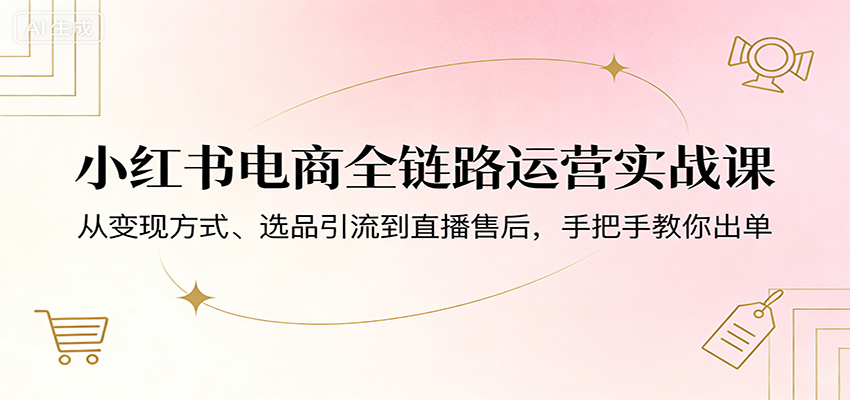 小红书电商全链路运营实战课：从变现方式、选品引流到直播售后，手把手教你出单-独家科技资源网