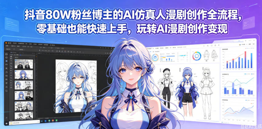 抖音80W粉丝博主的AI仿真人漫剧创作全流程，零基础也能快速上手，玩转AI漫剧创作变现-独家科技资源网