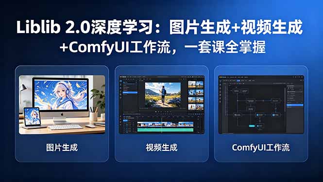 Liblib 2.0深度学习：图片生成+视频生成+ComfyUI工作流，一套课全掌握-独家科技资源网