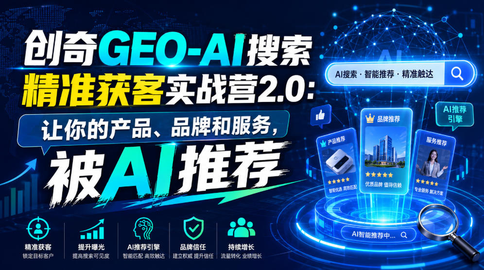 创奇GEO-AI搜索精准获客实战营2.0:让你的产品、品牌和服务,被AI推荐-独家科技资源网