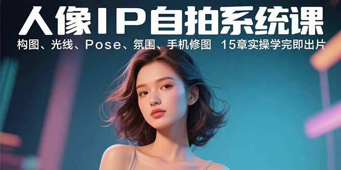人像IP自拍系统课：构图、光线、Pose、氛围、手机修图 15章实操学完即出片-独家科技资源网
