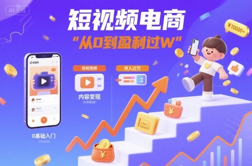 短视频电商：短视频变现从0到盈利过W-独家科技资源网