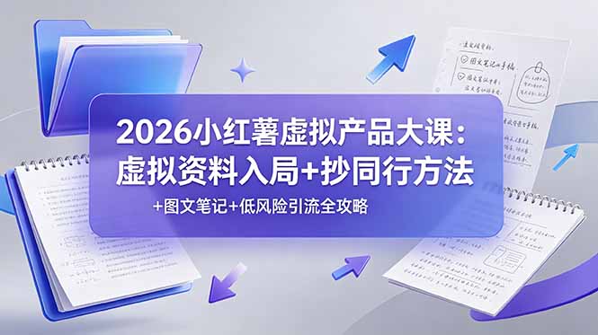 2026小红薯虚拟产品大课：虚拟资料入局+抄同行方法+图文笔记+低风险引流全攻略-独家科技资源网