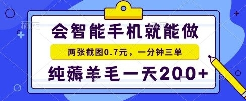 手机项目，二十秒一单，纯薅羊毛一天2张+做就有【揭秘】-独家科技资源网