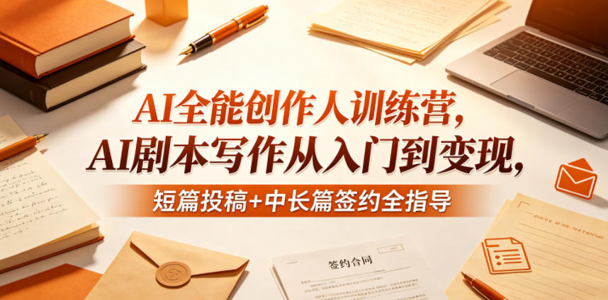 AI全能创作人训练营，AI剧本写作从入门到变现，短篇投稿+中长篇签约全指导-独家科技资源网