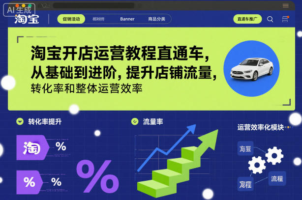 淘宝开店运营教程直通车，从基础到进阶，提升店铺流量，转化率和整体运营效率(更新26年3月24日)-独家科技资源网