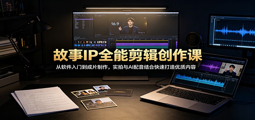 故事IP全能剪辑创作课：从软件入门到成片制作，实拍与AI配音结合快速打造优质内容-独家科技资源网