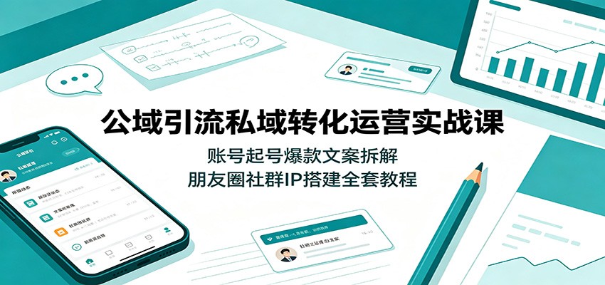 公域引流私域转化运营实战课：账号起号爆款文案拆解，朋友圈社群IP搭建全套教程-独家科技资源网