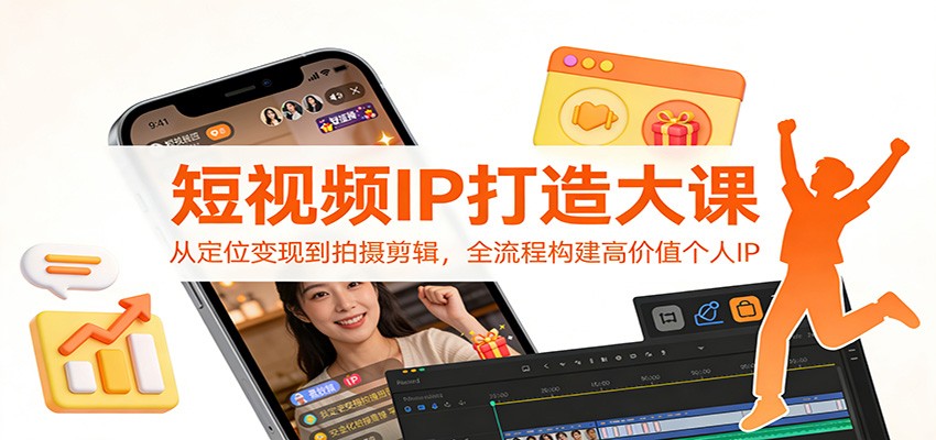 短视频IP打造大课：从定位变现到拍摄剪辑，全流程构建高价值个人IP-独家科技资源网