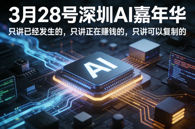 3月28号深圳AI嘉年华,只讲已经发生的,只讲正在賺钱的,只讲可以复制的-独家科技资源网