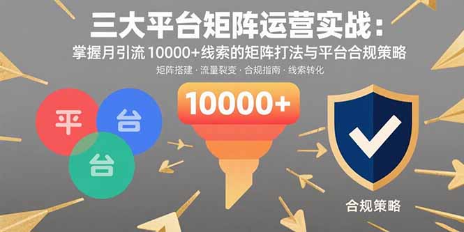 三大平台矩阵运营实战：掌握月引流10000+线索的矩阵打法与平台合规策略-独家科技资源网
