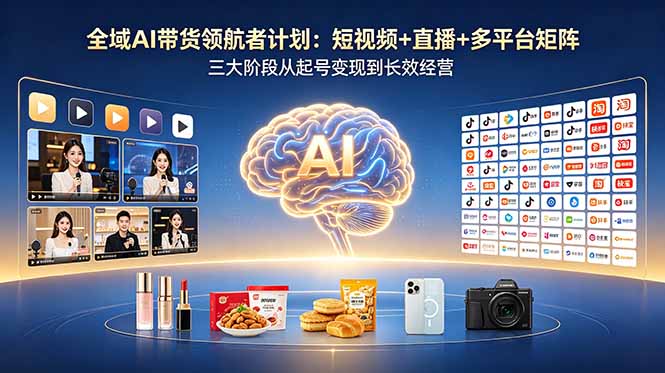 全域AI带货领航者计划:短视频+直播+多平台矩阵,三大阶段从起号变现到长效经营-独家科技资源网