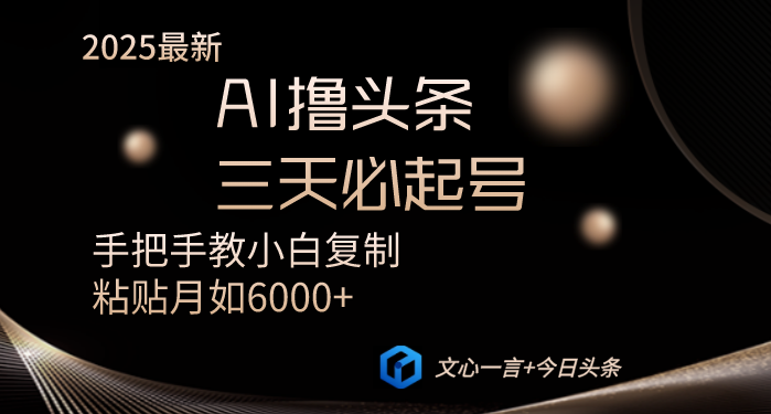 AI撸头条三天必起号手把手教小白复制粘贴月入6000+教程-独家科技资源网