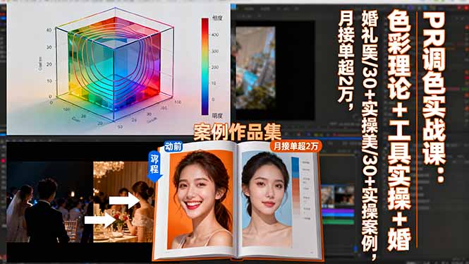 PR调色实战课：色彩理论+工具实操+婚礼医美/30+实操案例，月接单超2万-独家科技资源网