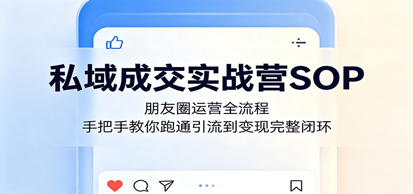 私域成交实战营SOP：朋友圈运营全流程，手把手教你跑通引流到变现完整闭环-独家科技资源网