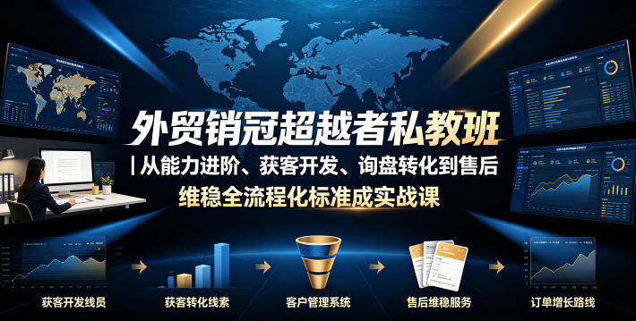 外贸销冠超越者私教班｜从能力进阶、获客开发、询盘转化到售后维稳全流程标准化成交实战课-独家科技资源网