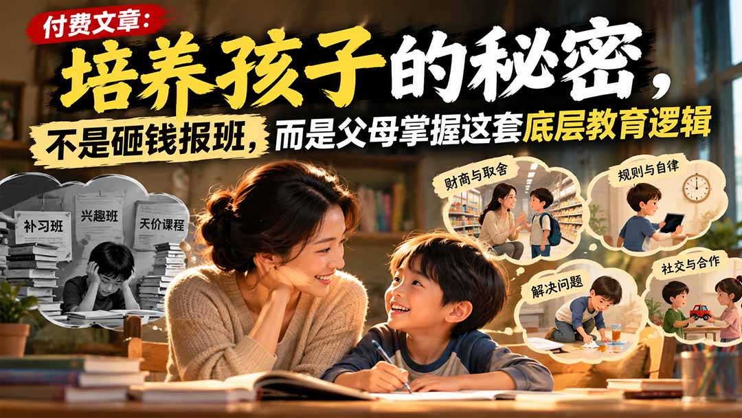 付费文章:培养孩子的秘密,不是砸钱报班,而是父母掌握这套底层教育逻辑-独家科技资源网