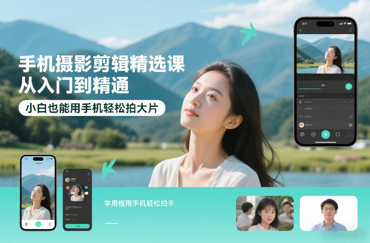 手机摄影剪辑精选课，从入门到精通，小白也能用手机轻松拍大片-独家科技资源网