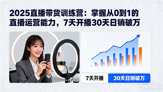 2025直播带货训练营：掌握从0到1的直播运营能力，7天开播30天日销破万-独家科技资源网