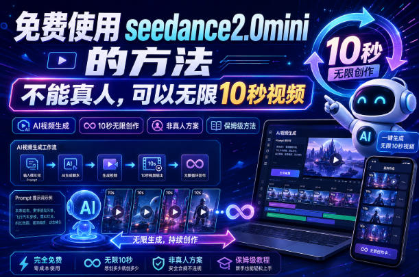 免费使用seedance2.0mini的方法,不能真人,可以无限10秒视频,9图+3音频参考-独家科技资源网
