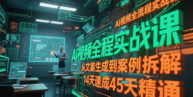 AI视频全流程实战课，从文案生成到案例拆解，14天速成45天精通-独家科技资源网