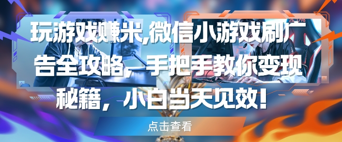玩游戏挣米，微信小游戏刷广告全攻略，手把手教你变现秘籍，小白当天见效-独家科技资源网