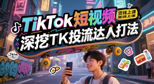 TikTok短视频带货线上课，深挖TK投流达人打法-独家科技资源网