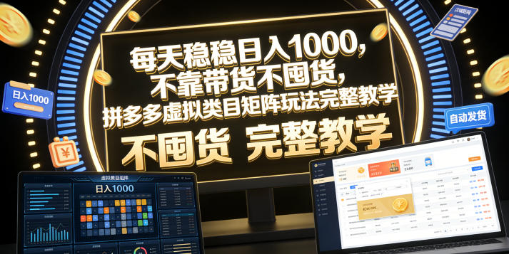 每天稳稳日入1000,不靠带货不囤货,拼多多虚拟类目矩阵玩法完整教学【揭秘】-独家科技资源网