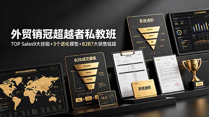外贸销冠超越者私教班：TOP Sales9大技能+3个进化模型+B2B7大销售链路，系统进阶-独家科技资源网