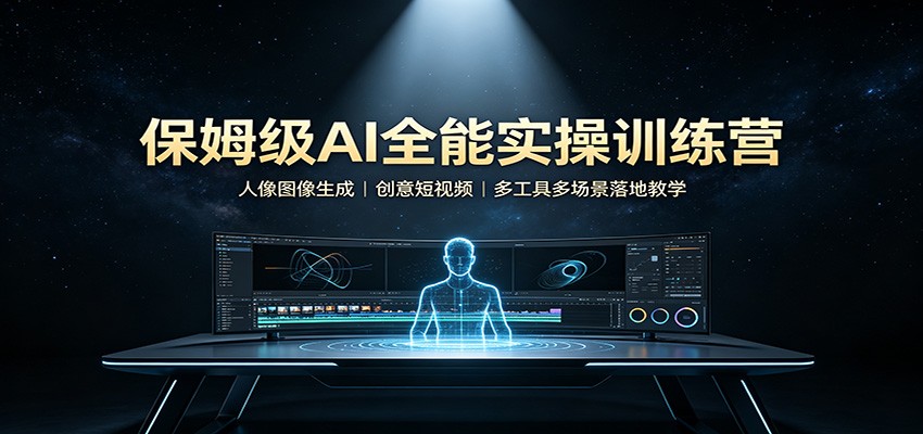 保姆级AI全能实操训练营：人像图像生成，创意短视频，多工具多场景落地教学-独家科技资源网