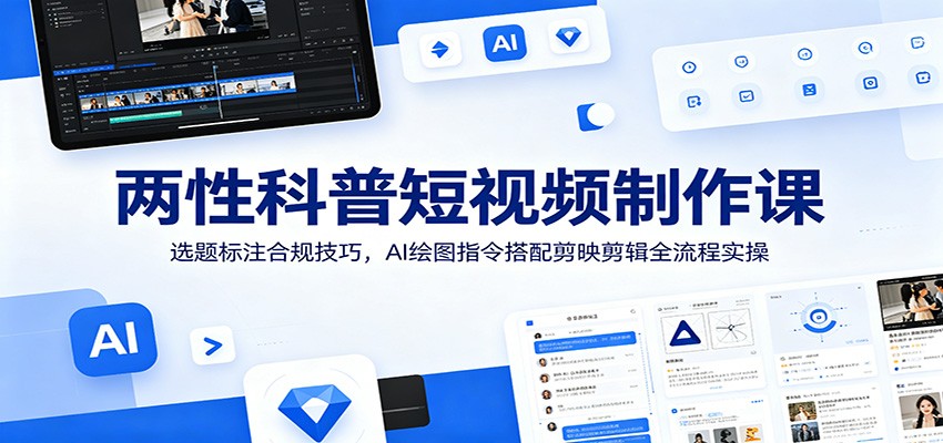 两性科普短视频制作课：选题标注合规技巧，AI绘图指令搭配剪映剪辑全流程实操-独家科技资源网
