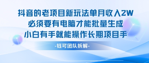 老项目新玩法单月收入2W小白有手就能操作长期项目-独家科技资源网