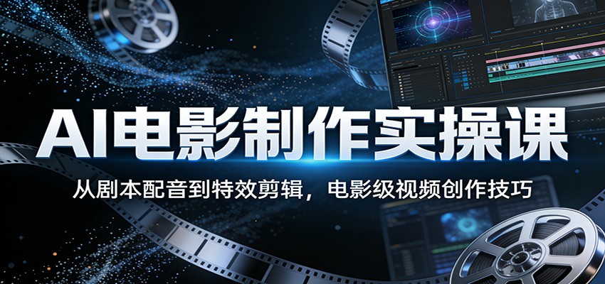 AI电影制作实操课：从剧本配音到特效剪辑，电影级视频创作技巧-独家科技资源网