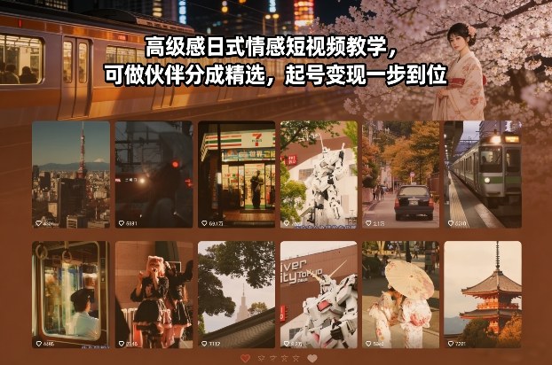 高级感日式情感短视频教学，可做伙伴分成精选，起号变现一步到位-独家科技资源网
