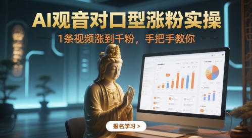 AI观音对口型涨粉实操，1条视频涨到千粉，手把手教你-独家科技资源网